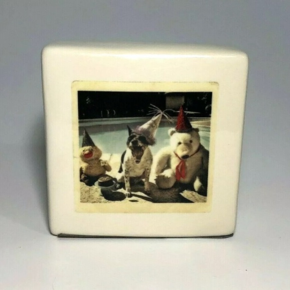 Rae Dunn Paperweight Block Polaroid Party Dog